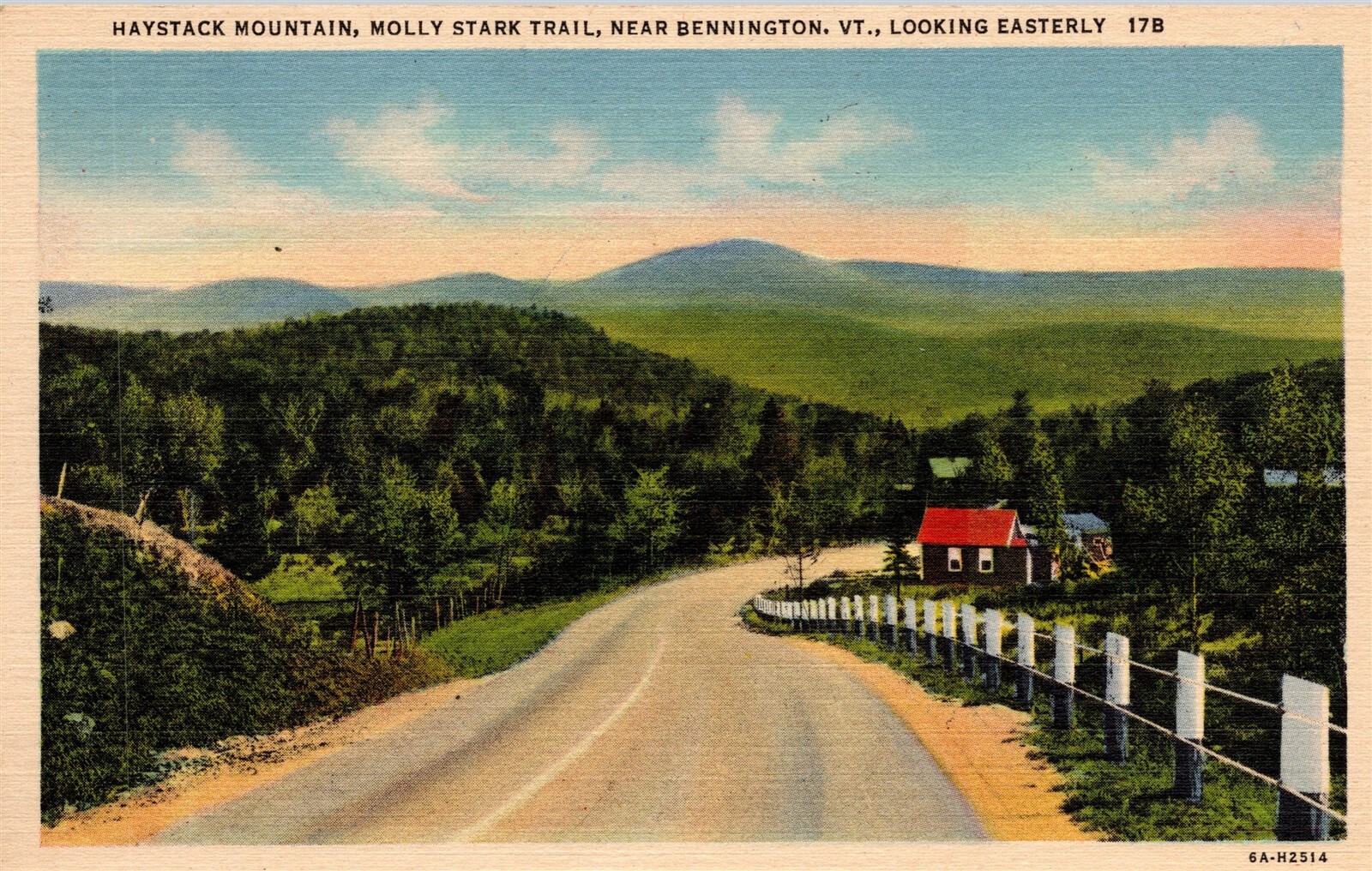 Bennington VT Haystack Mountain Molly Stark Trail Vtg Postcard Linen View East