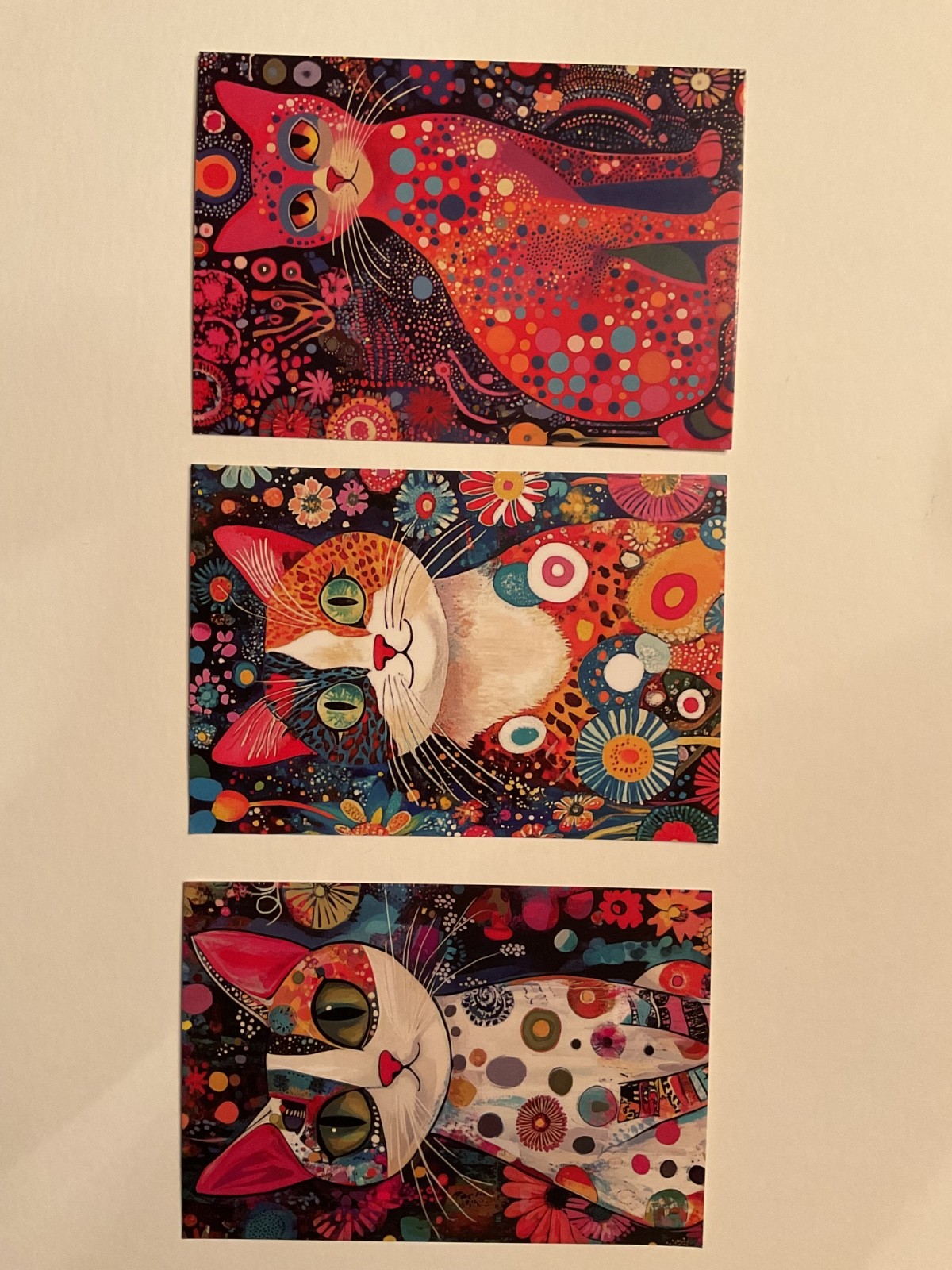Contemporary Colorful Cat Art 4×6 Image Postcards NEW (3)
