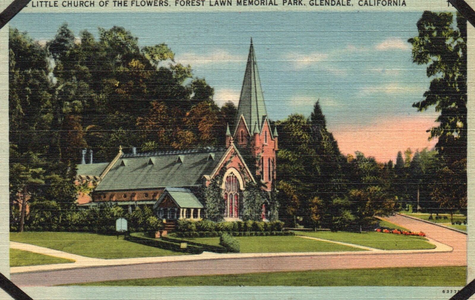 Postcard CA Glendale Little Church of the Flowers 1941 Linen Vintage PC G1999