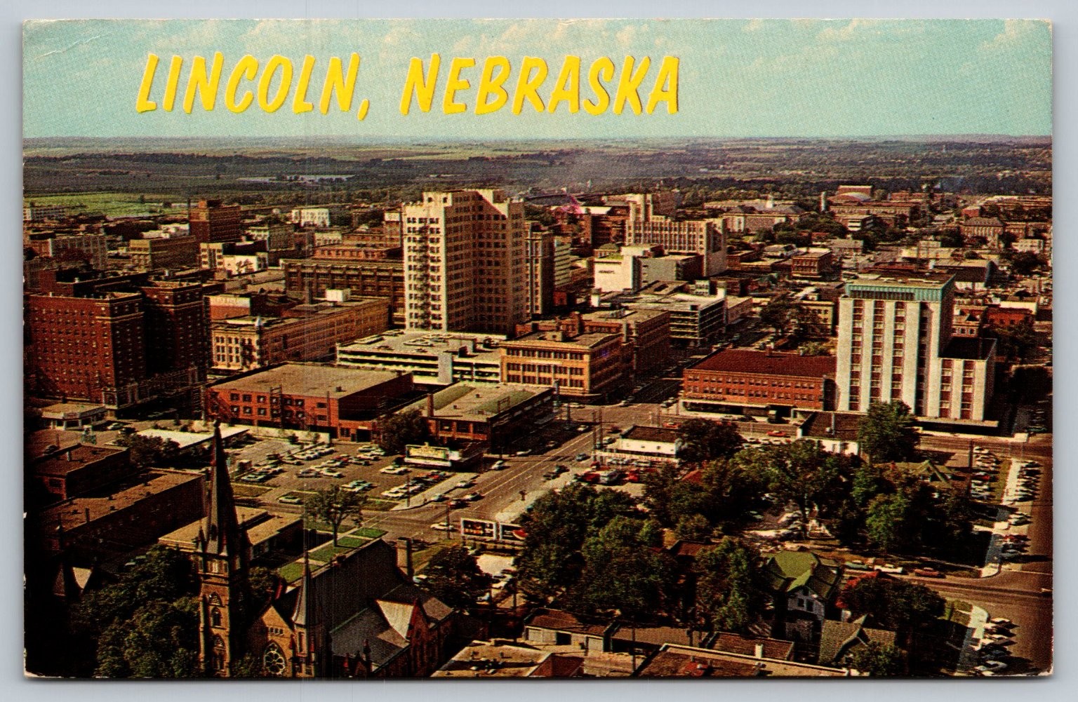 Vintage Lincoln Nebraska Aerial View Postcard From State Capitol 1976
