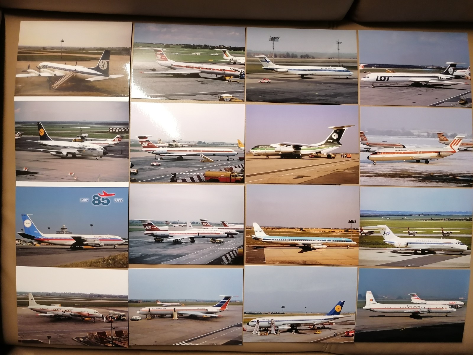 Set 16 postcards Airport Prague 85 Anniversary 3-set