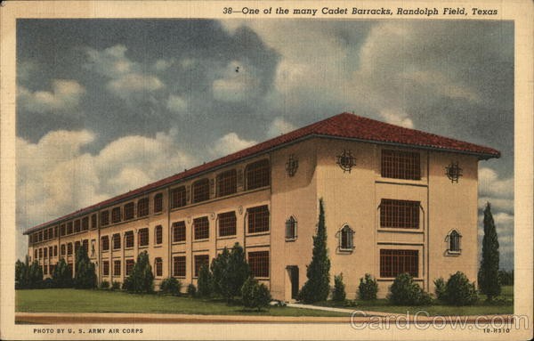 San Antonio, Texas TX Cadet Barracks Randolph Field 1942 Linen Vintage Postcard