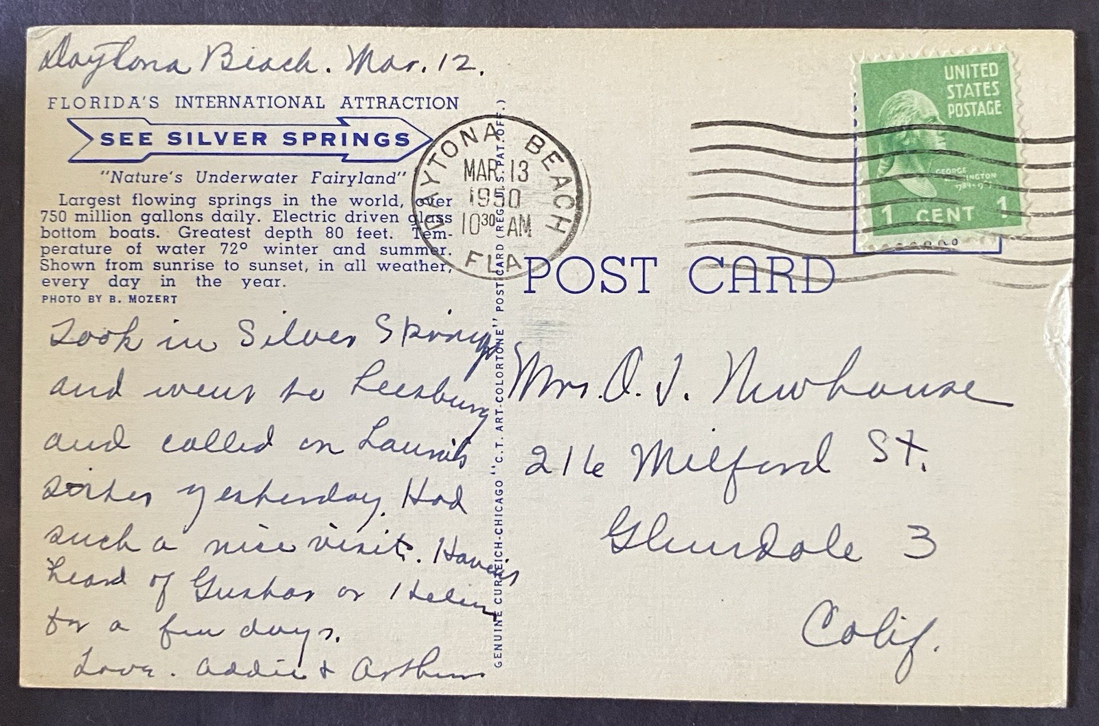 Vintage Postcard Silver Springs Florida Nature’s Underwater Fairyland