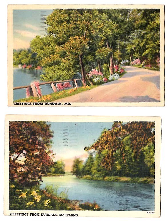 Greetings from DUNDALK MD, MARYLAND ~ 2 Different Vintage Postcards ~ FREE SHIP