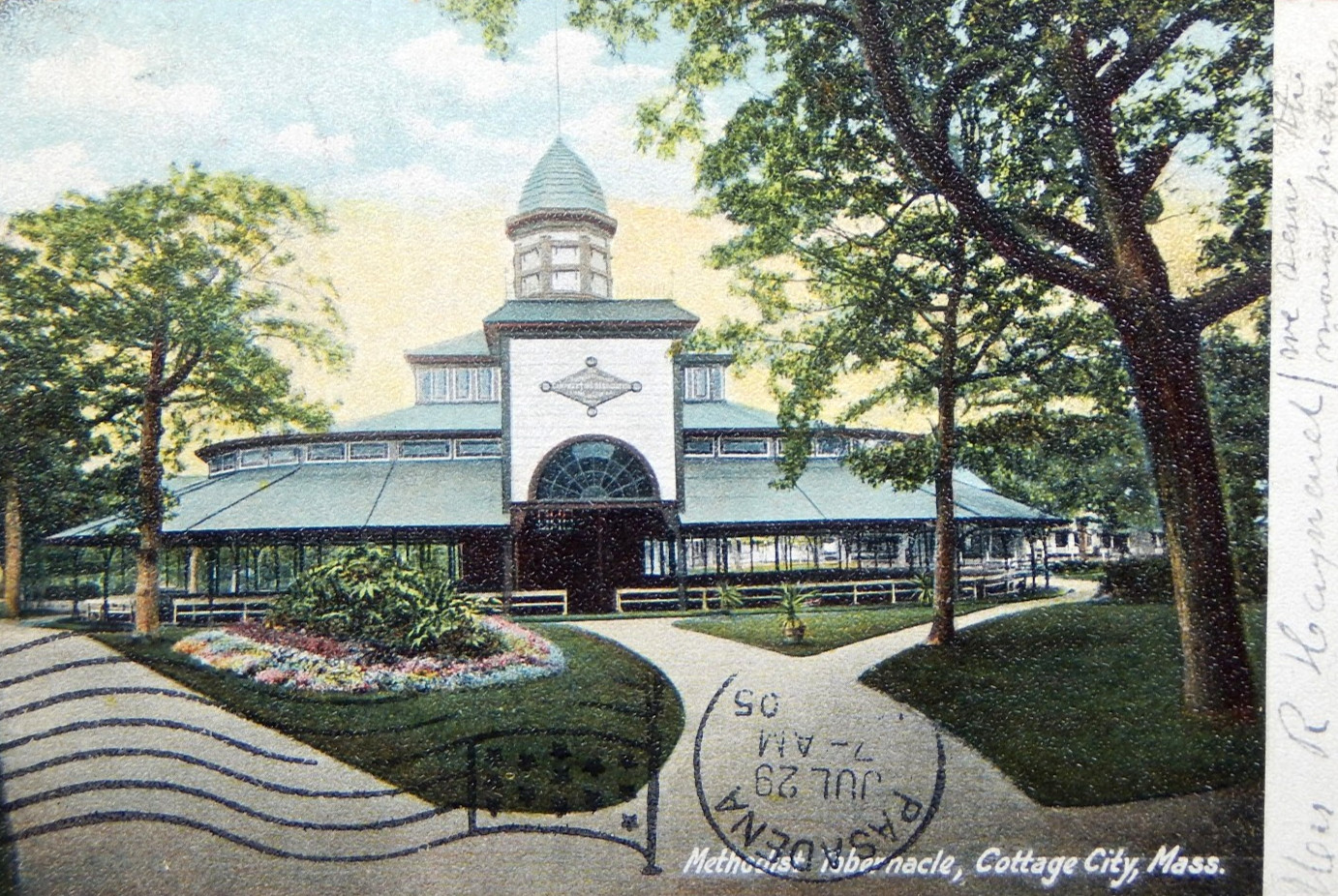 1907 METHODIST TABERNACLE COTTAGE CITY MASSACHUSETTS POSTCARD POSTED VTG CHURCH