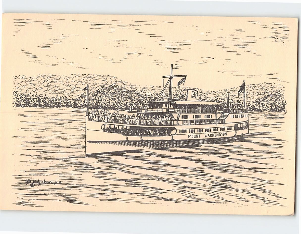 Postcard Mount Washington Steamer Drawing
