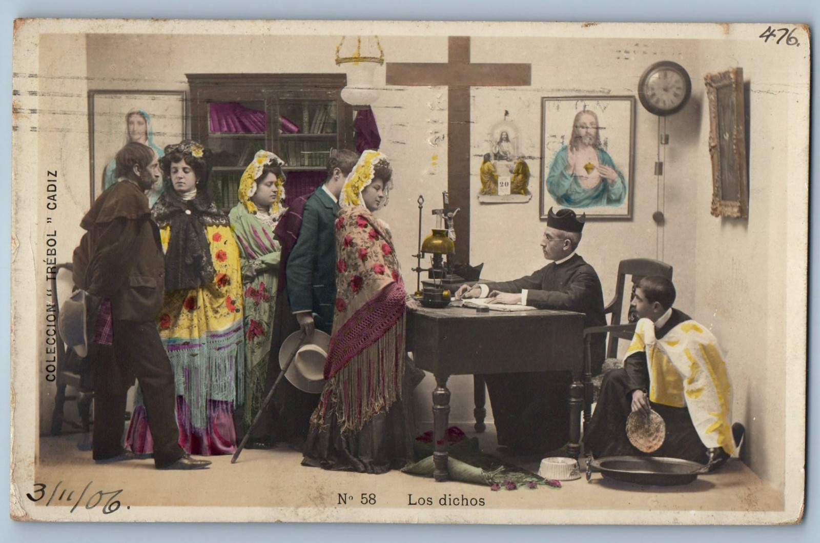 Mexico Postcard The Sayings Jesus and Mary Portrait 1906 Posted RPPC Photo