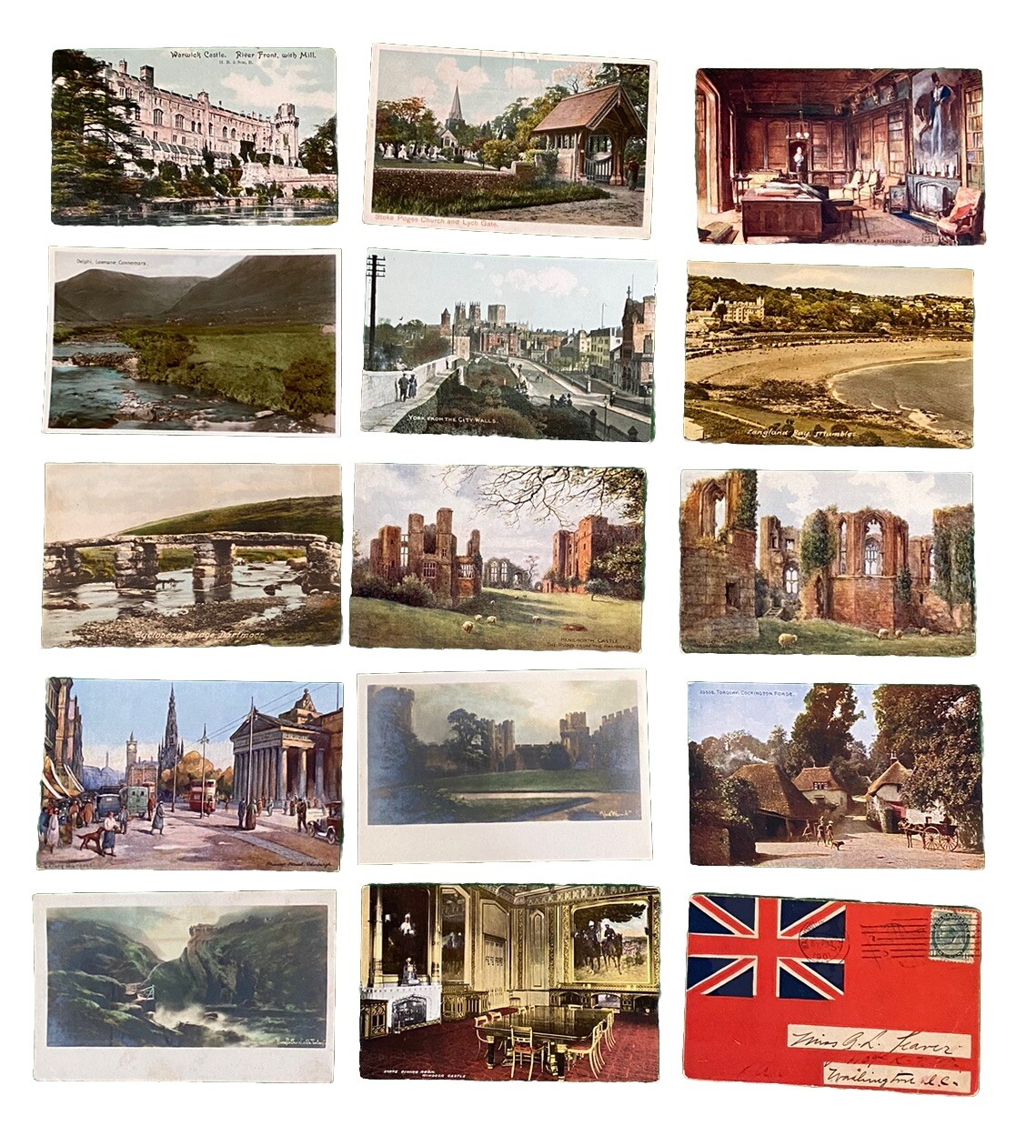 Collection of 40 Antique Postcards: Colorful United Kingdom Cities & Landscapes