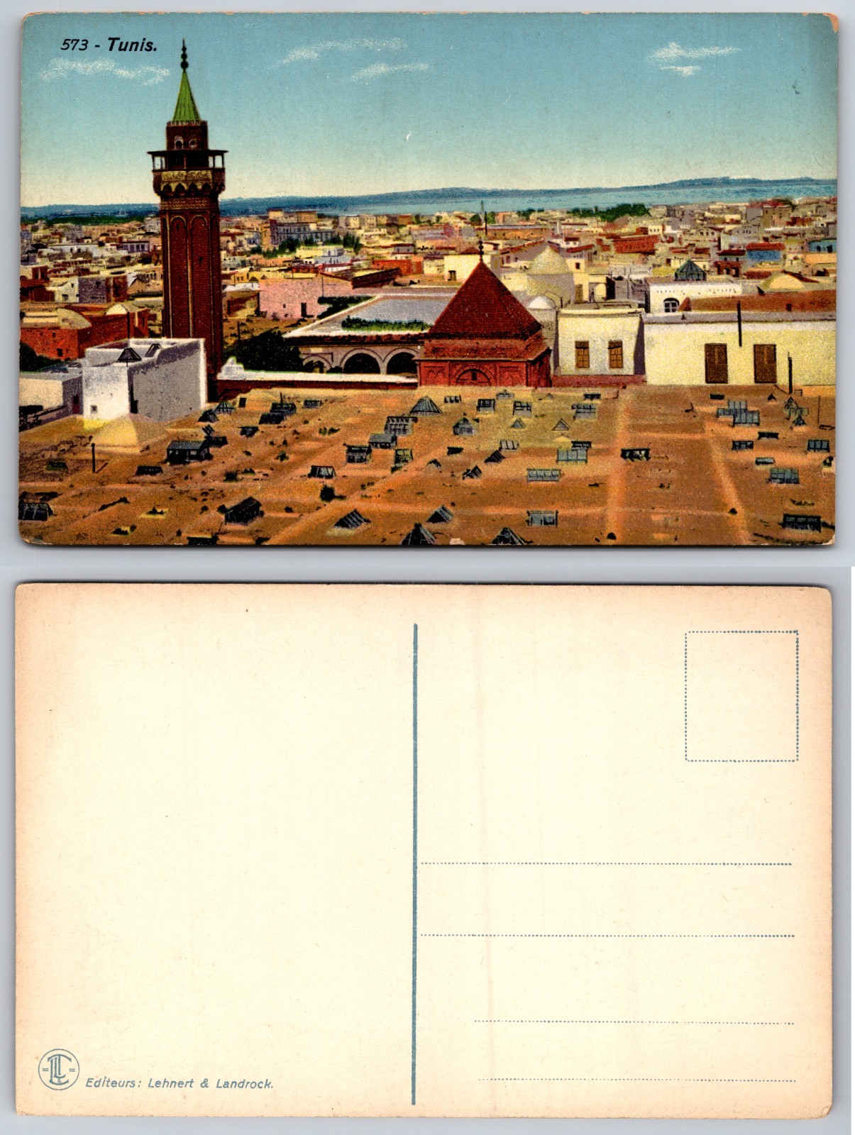 Tunis Tunisia Cityscape Rooftops Minaret Postcard