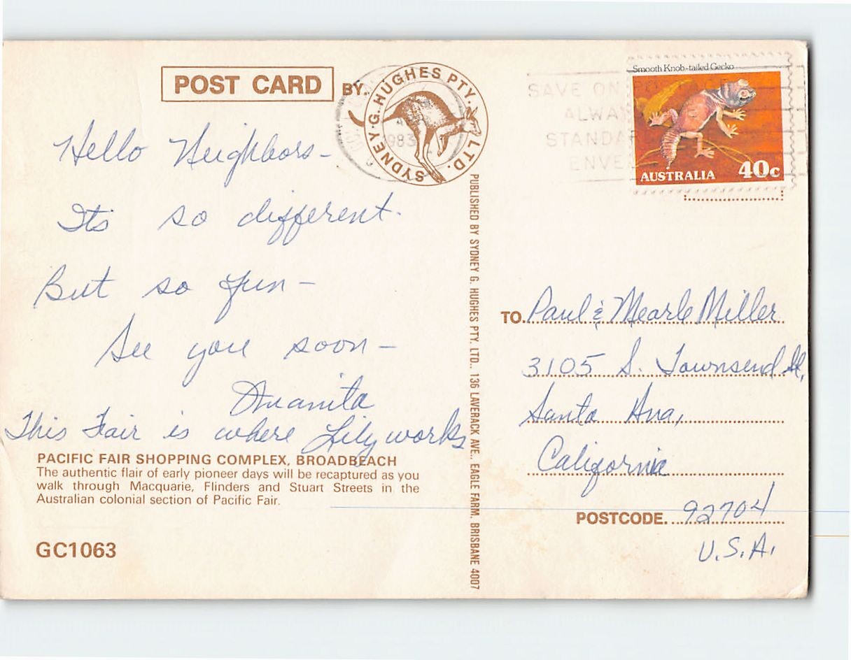 Postcard Pacific Fair Shopping Complex Broadbeach Gold Coast Australia