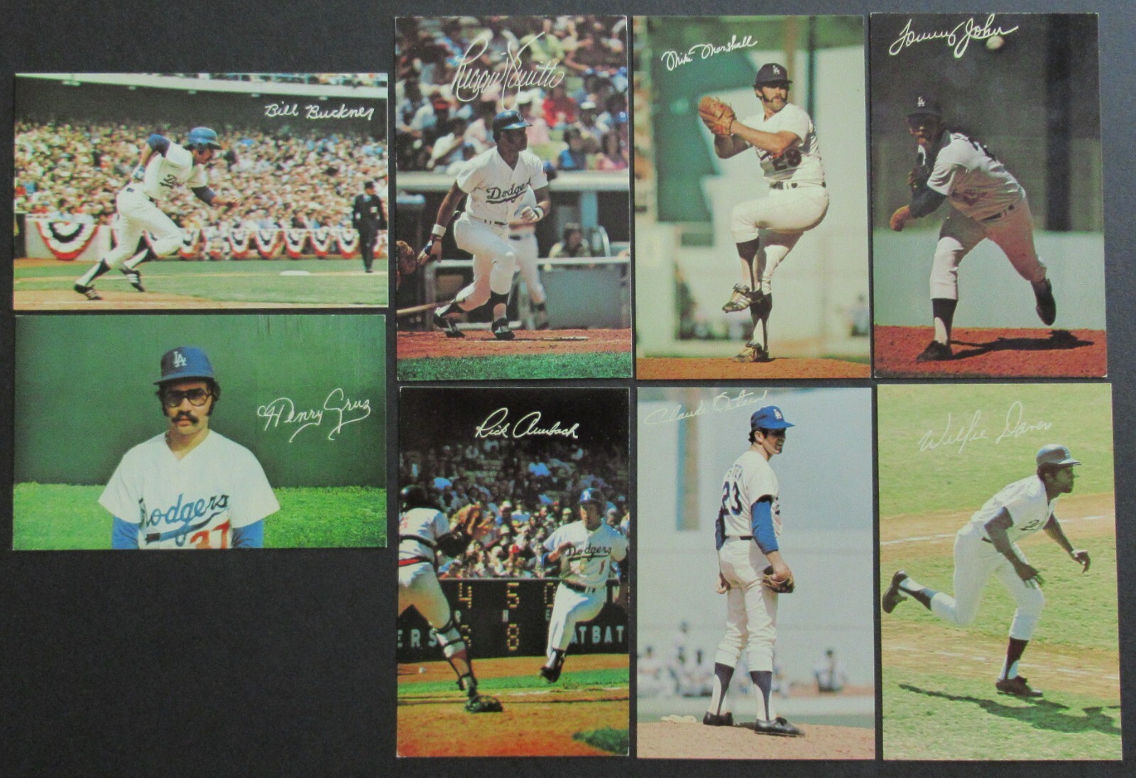 1970s Dodgers Postcard Lot, Tommy John, Davis Marshall Smith Buckner Osteen Cruz