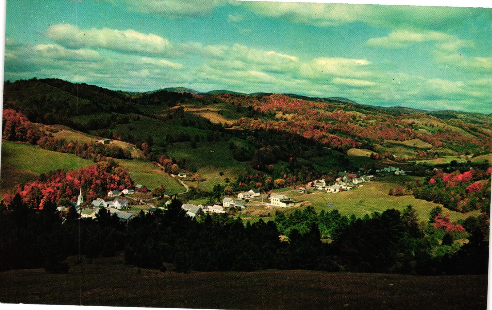 Peaceful Scene Of Small Town Nestled In The Hills Of Vermont Vintage Postcard