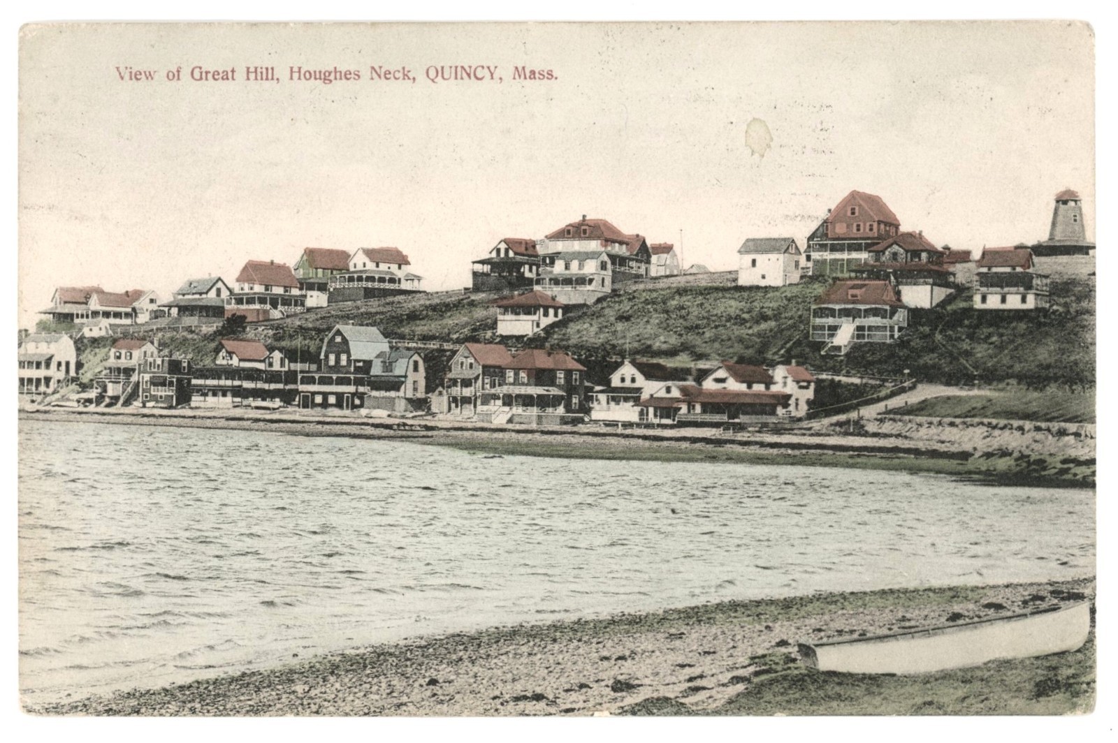 Quincy MA Postcard View of Great Hill Houghes Neck 1909