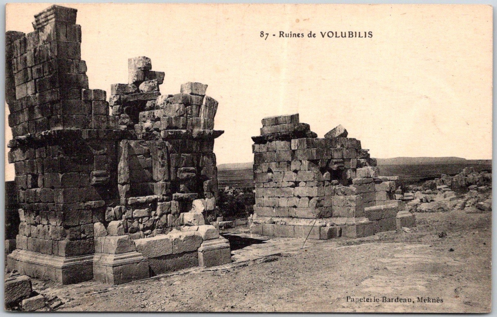 Volubilis Morocco Ruins C.1920s Sepia Posted Handwritten Note Vintage Postcard