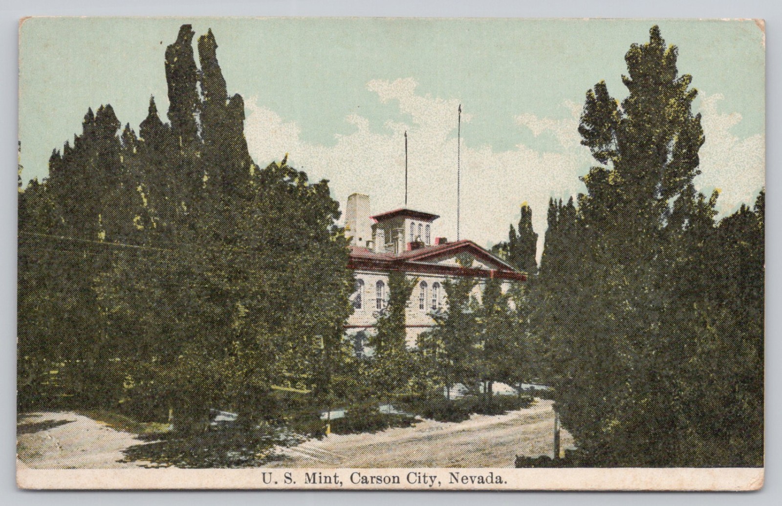 US Mint Building Carson City Nevada Postcard 1907 Divided Back Era