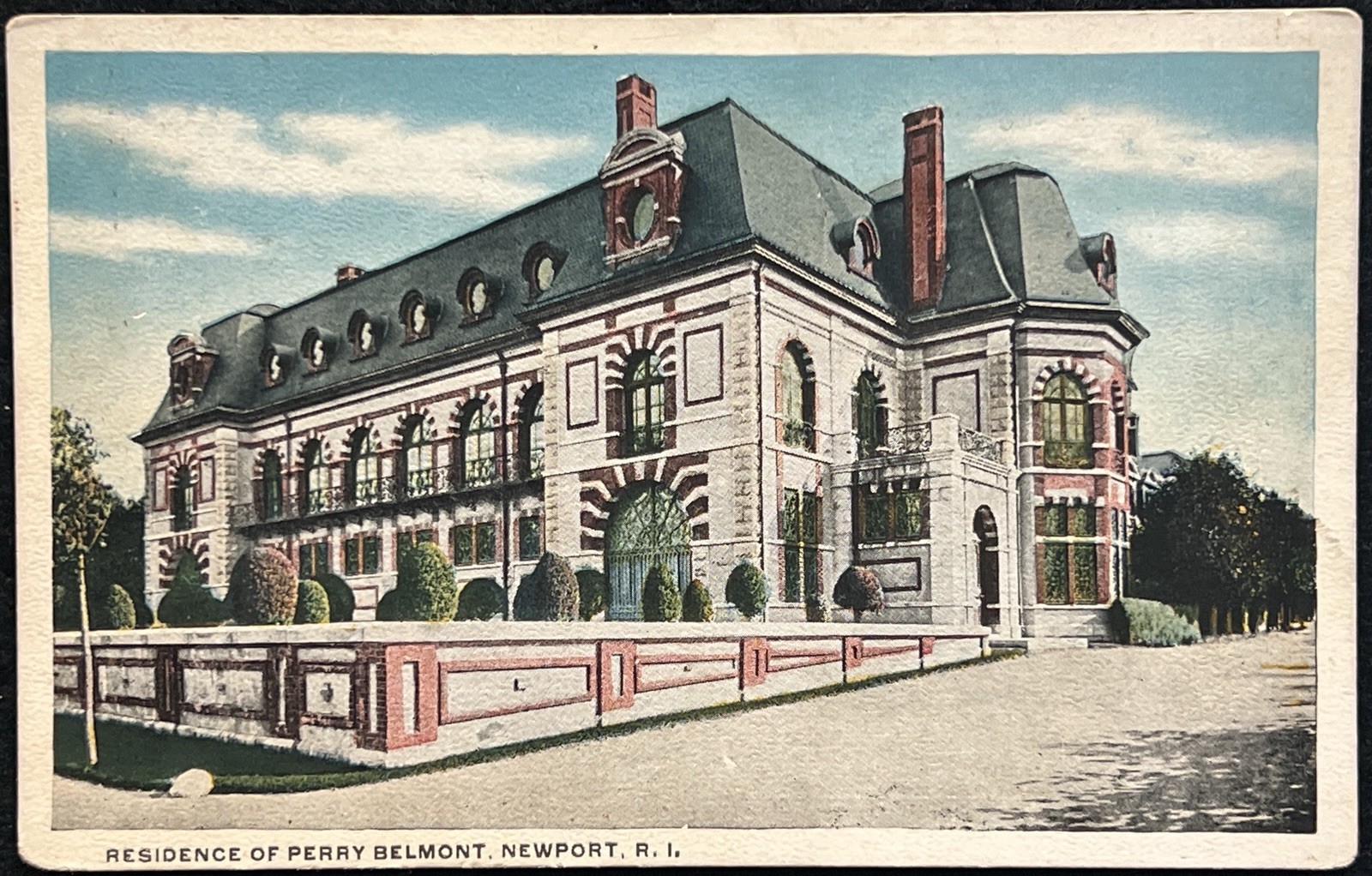 Original Antique Postcard “Residence of Perry Belmont, Newport, R.I.”