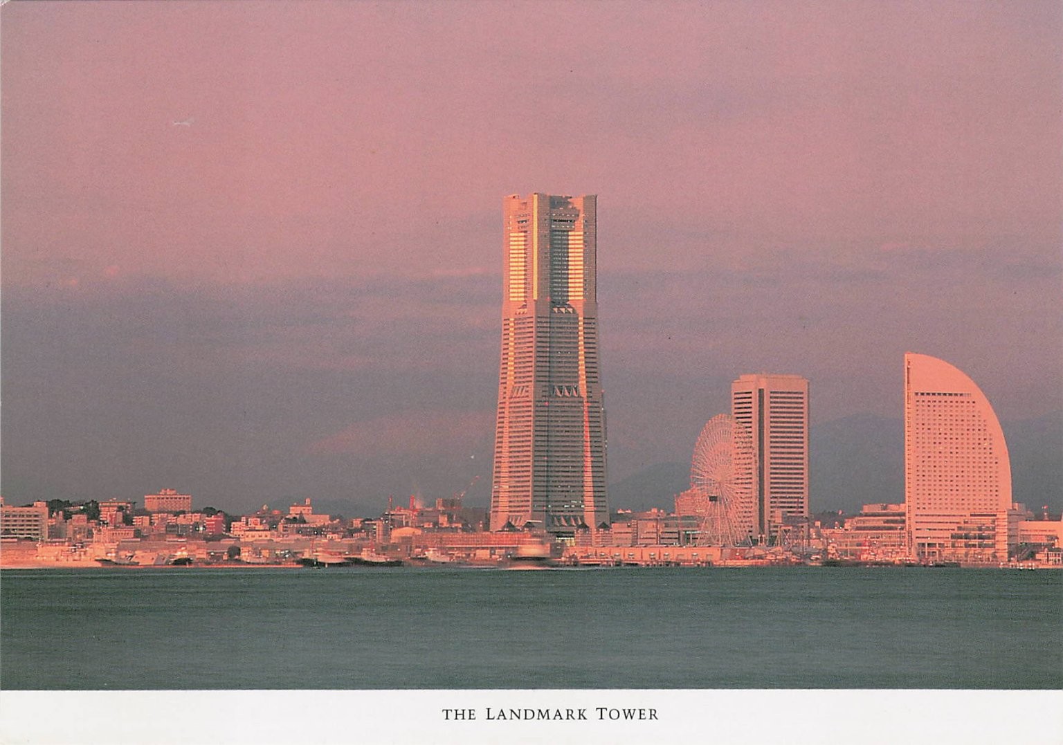 Yokohama Landmark Tower Japan Postcard 1994 Sunset Skyline Cityscape View