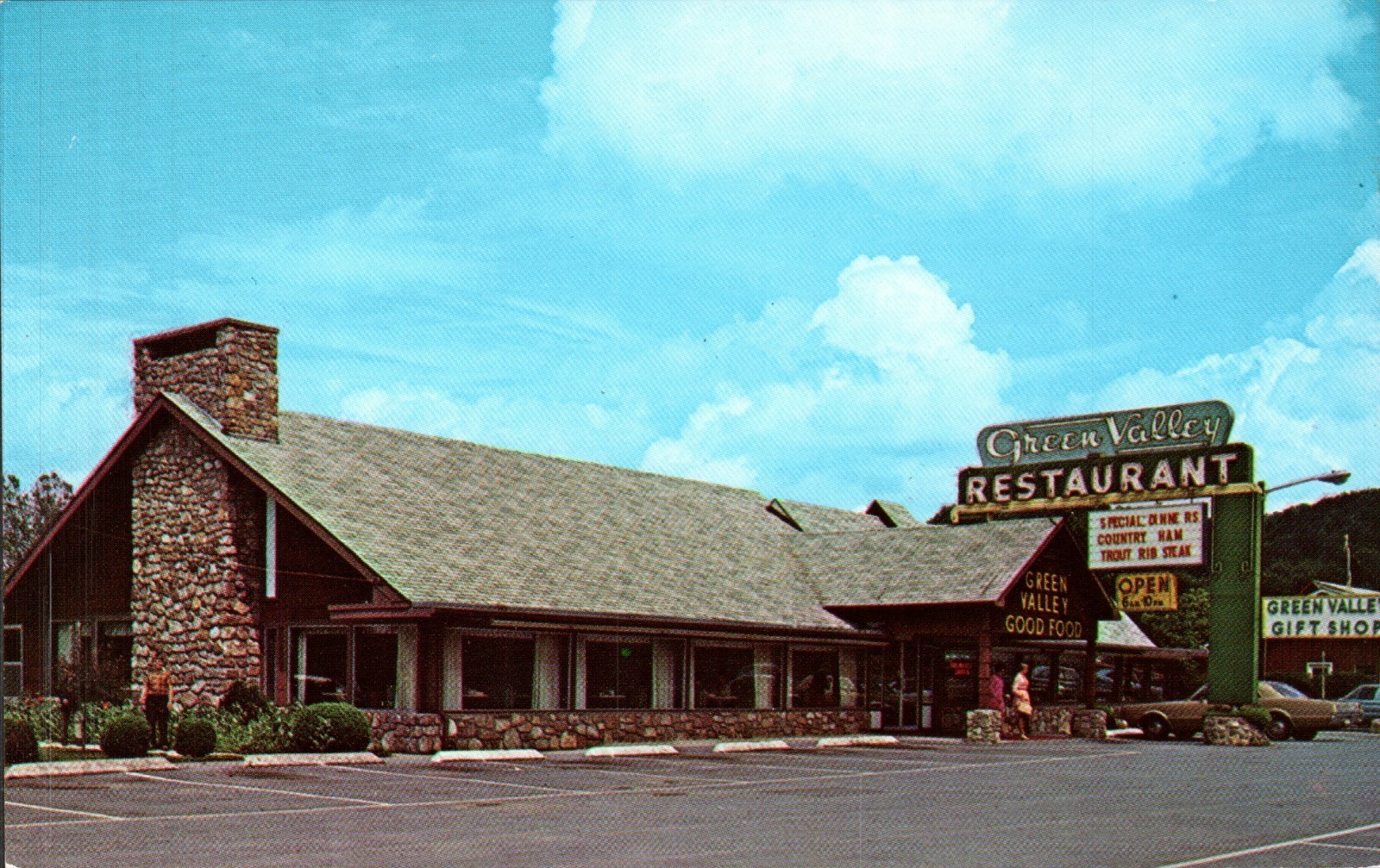 Green Valley Restaurant Pigeon Forge Tennessee Vintage Postcard Unused