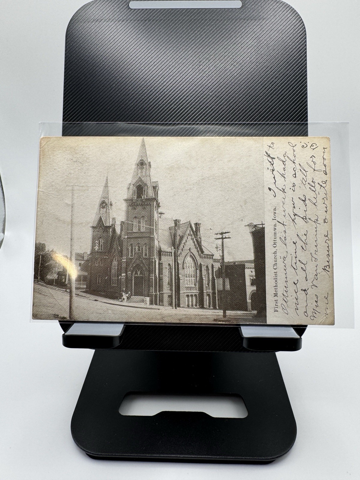 1908 Postcard Ottumwa IA First Methodist Church Ben Franklin Stamp Stockport Vtg