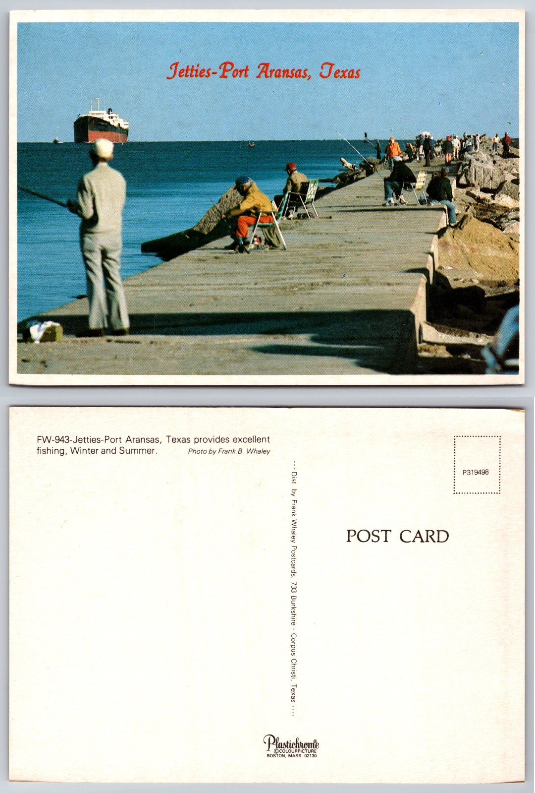Continental Jetties Port Aransas Texas Fishing Postcard
