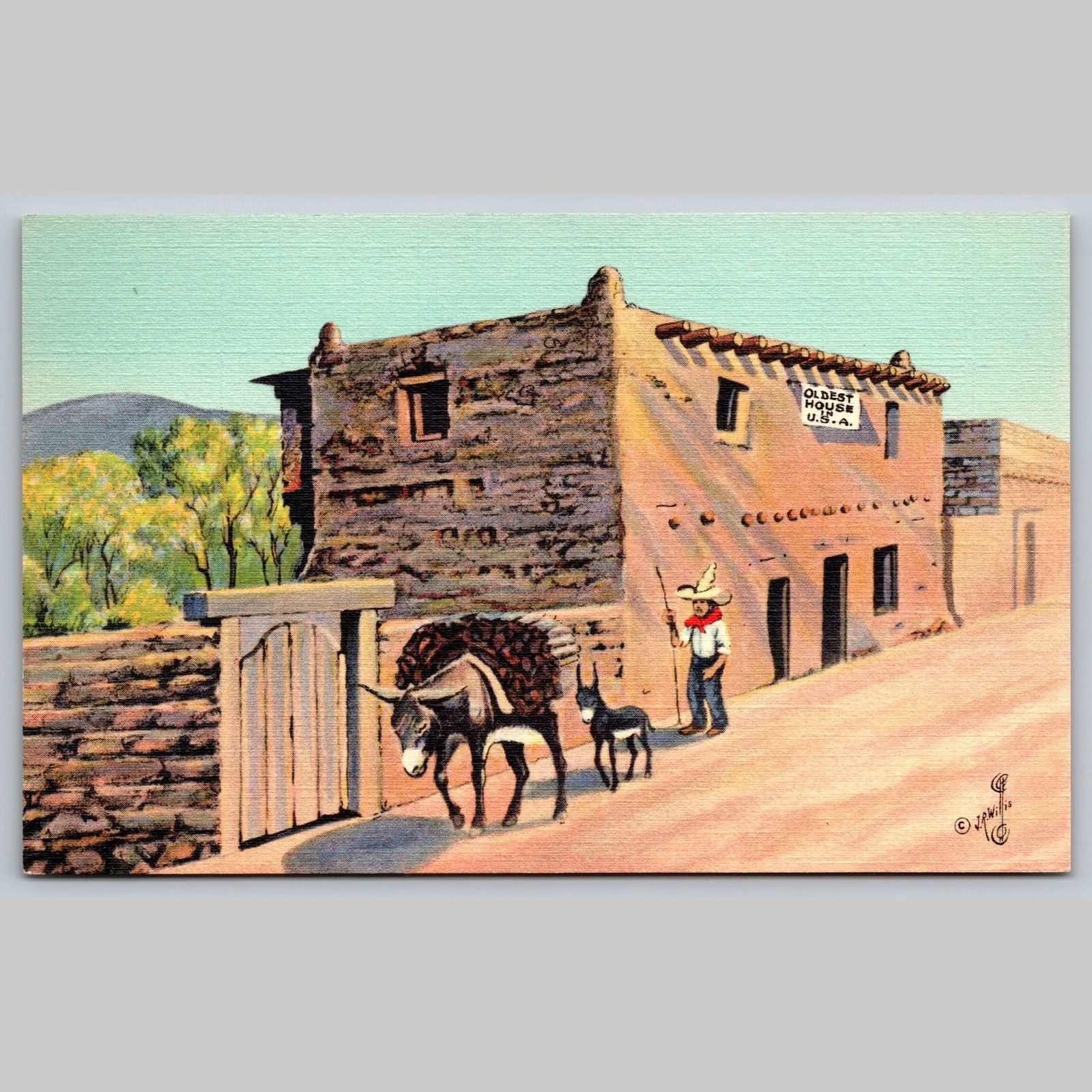 Postcard Oldest House USA Santa Fe New Mexico Architecture Famous Place