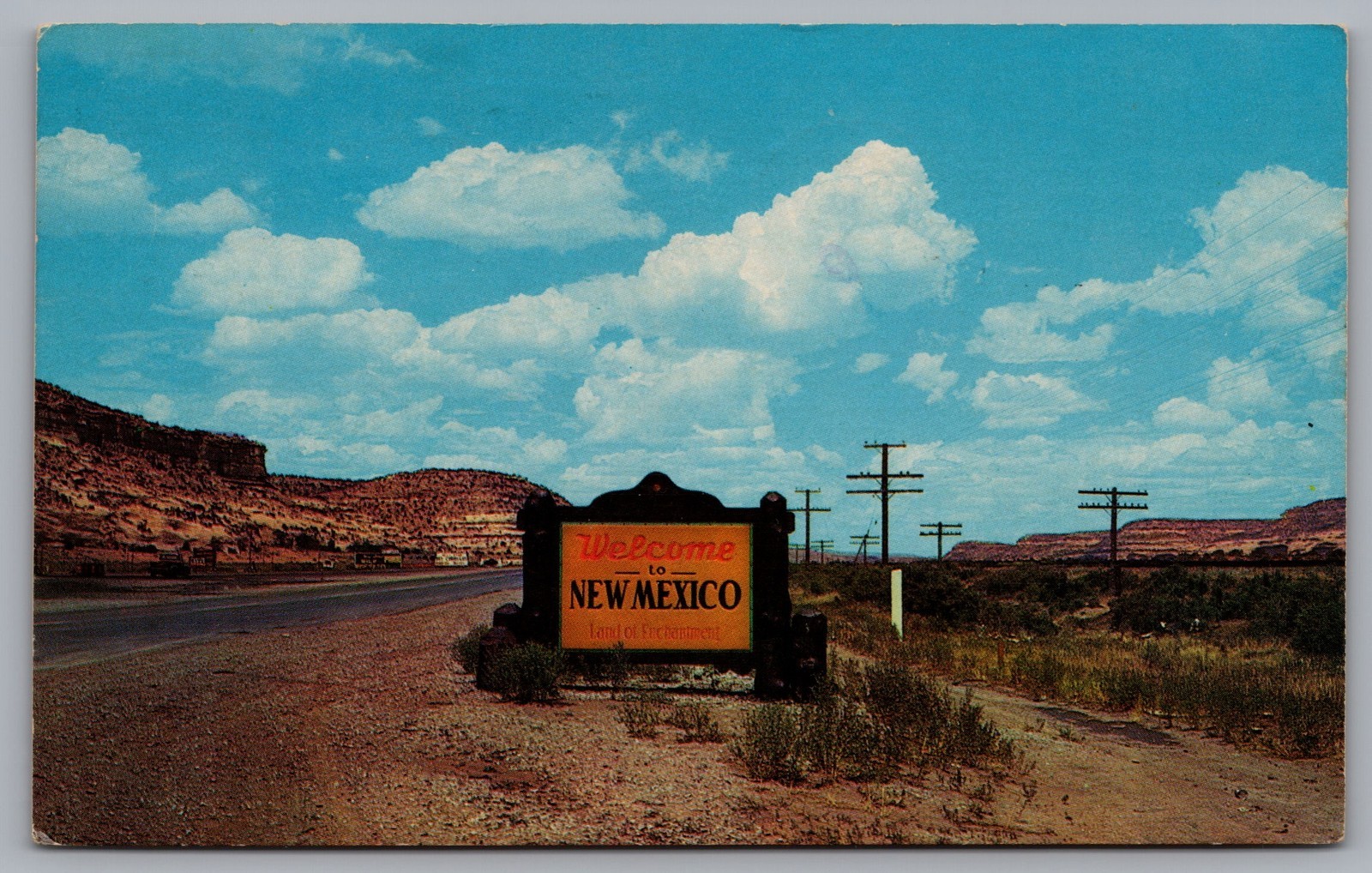 New Mexico Welcome To New Mexico Sign Highway Mesas NM 1967 Postcard TS-178