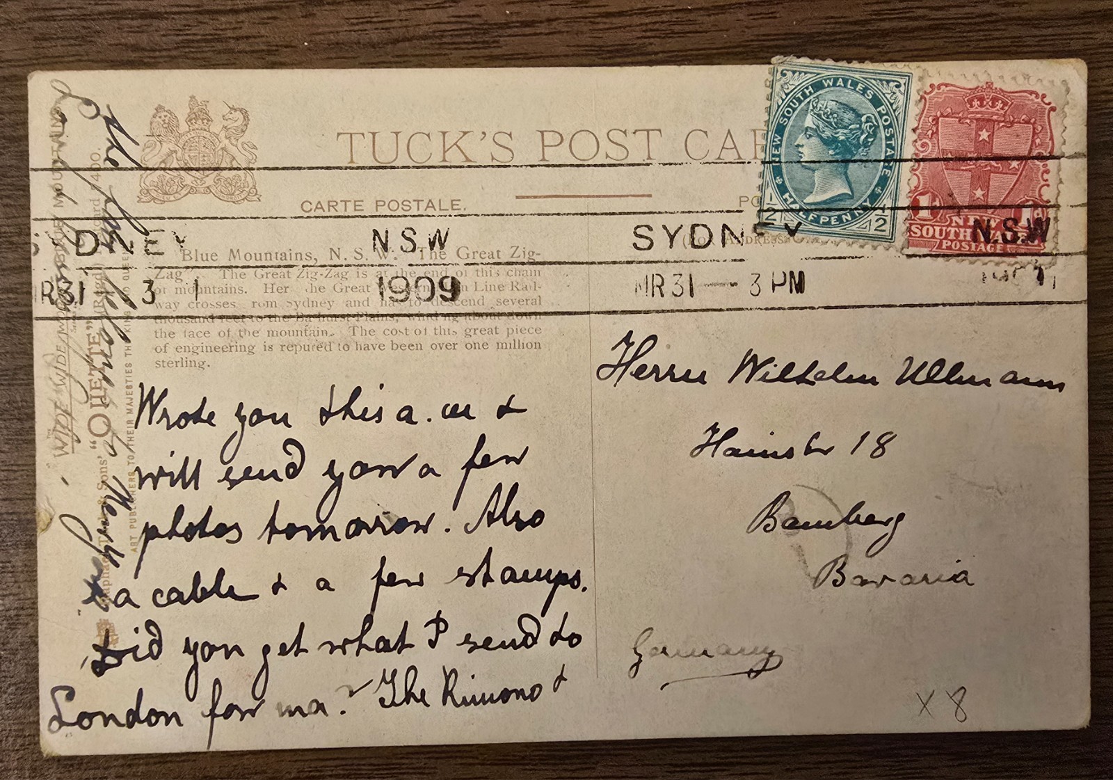 Tuck Oilette Postcard Great Zig Zag Railway Blue Mountains Clarence NSW AUS 1909