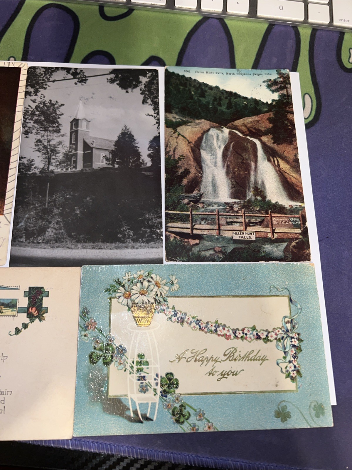 lot of 5 vintage post cards 1900s with 1 cent US Washington stamps Oberle #D2