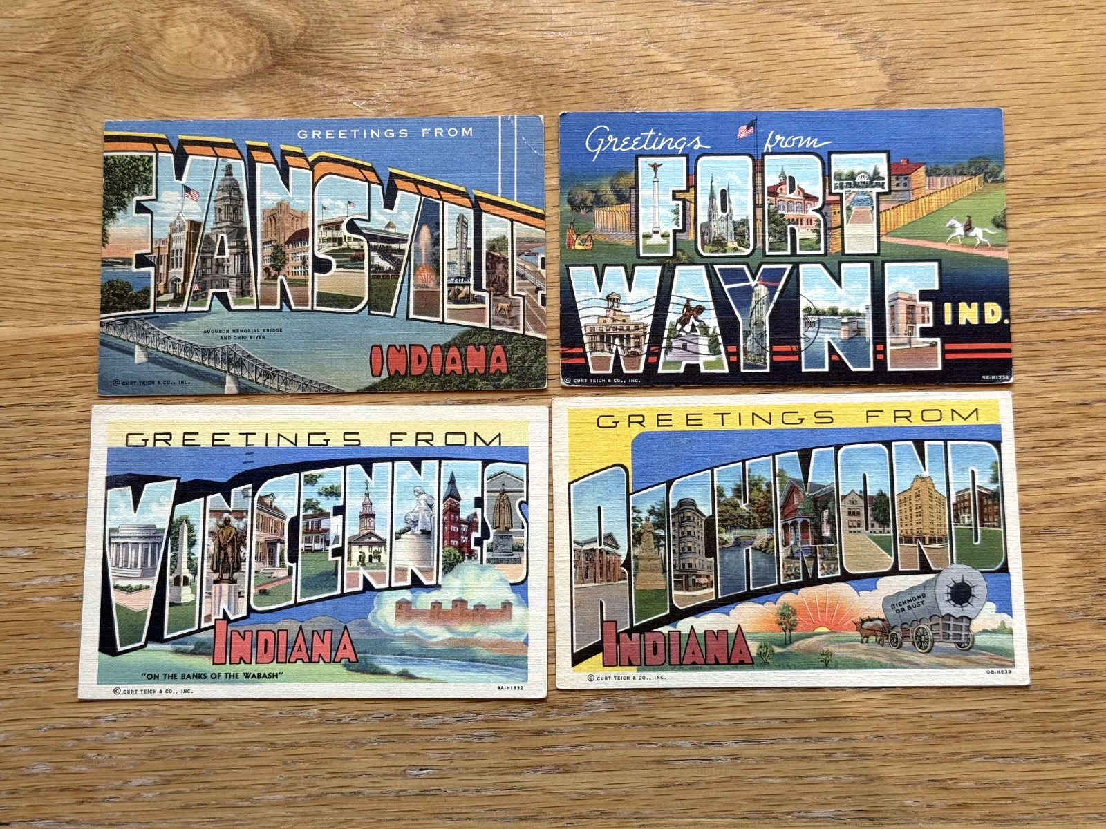 Lot of 20 Indiana Large Letter Greetings Postcards- All Different- Mostly Linen