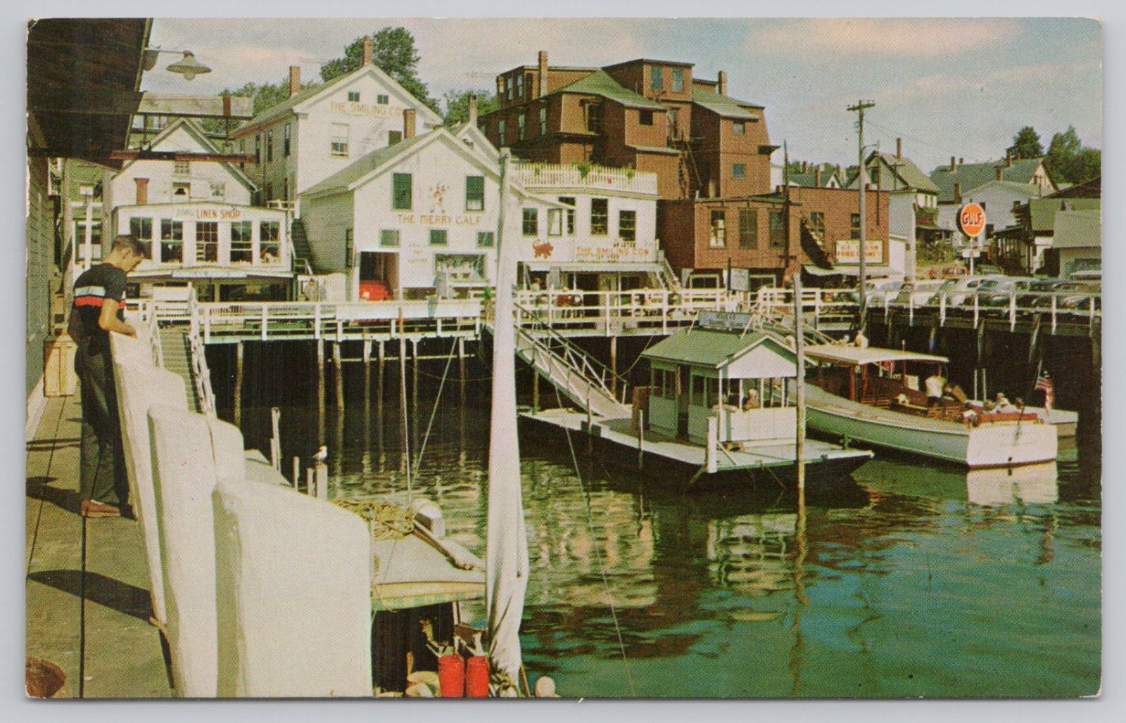 Waterfront and Boat Landing, Boothbay Harbor, Maine 1959 chrome Postcard