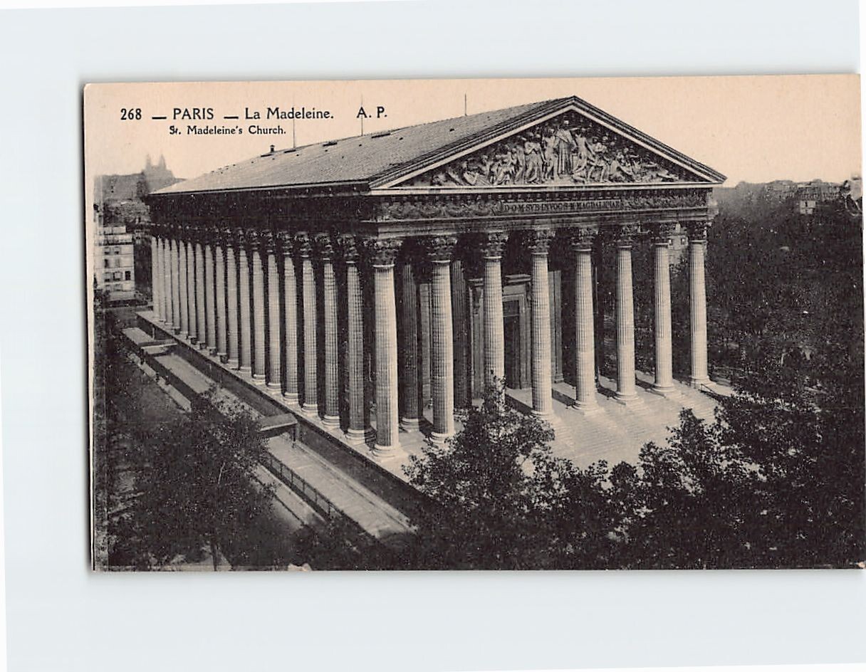 Postcard St. Madeleines Church, Paris, France