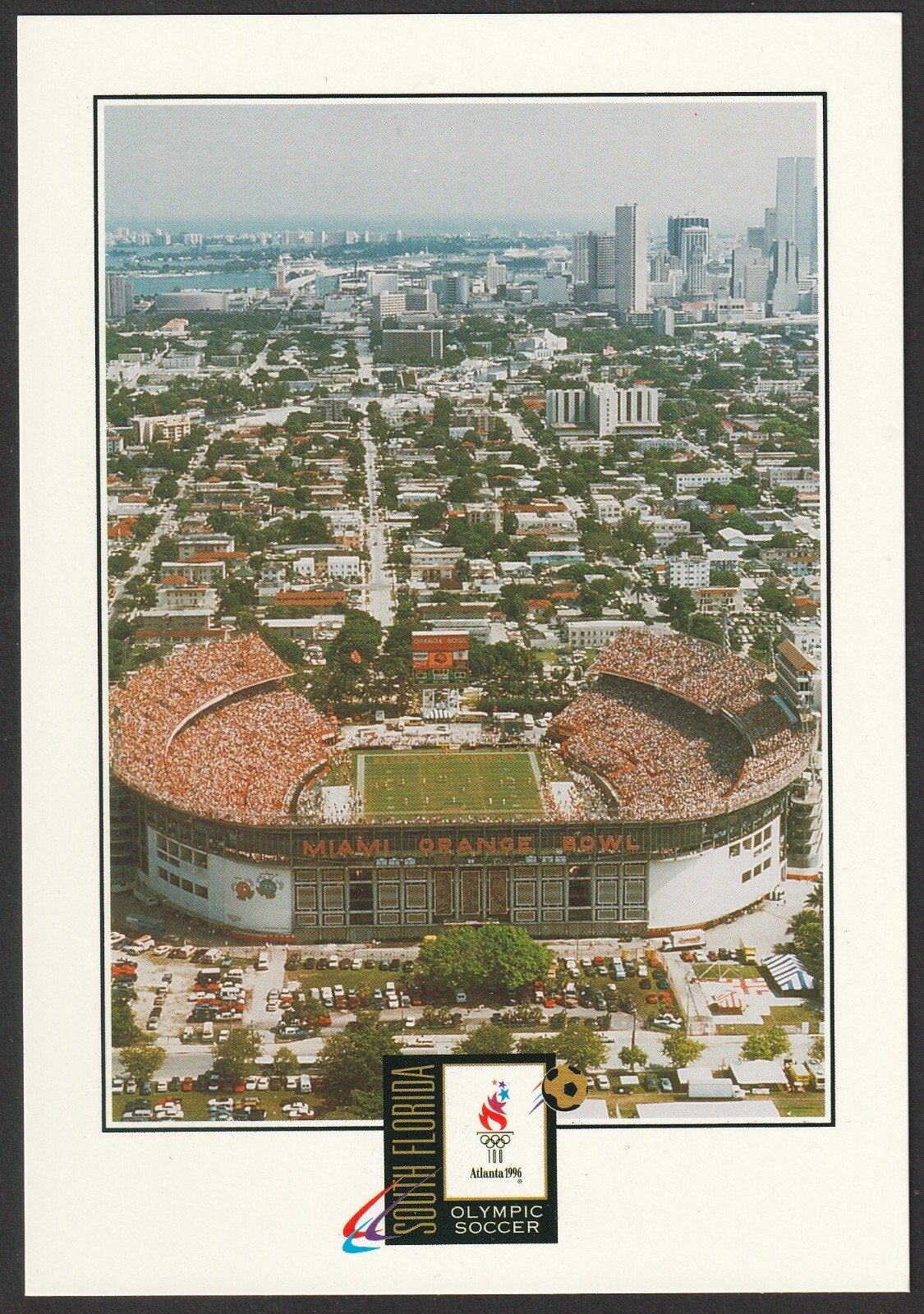 Rare Miami Orange Bowl Jumbo Size Postcard – 1996 Olympics Soccer Stadium