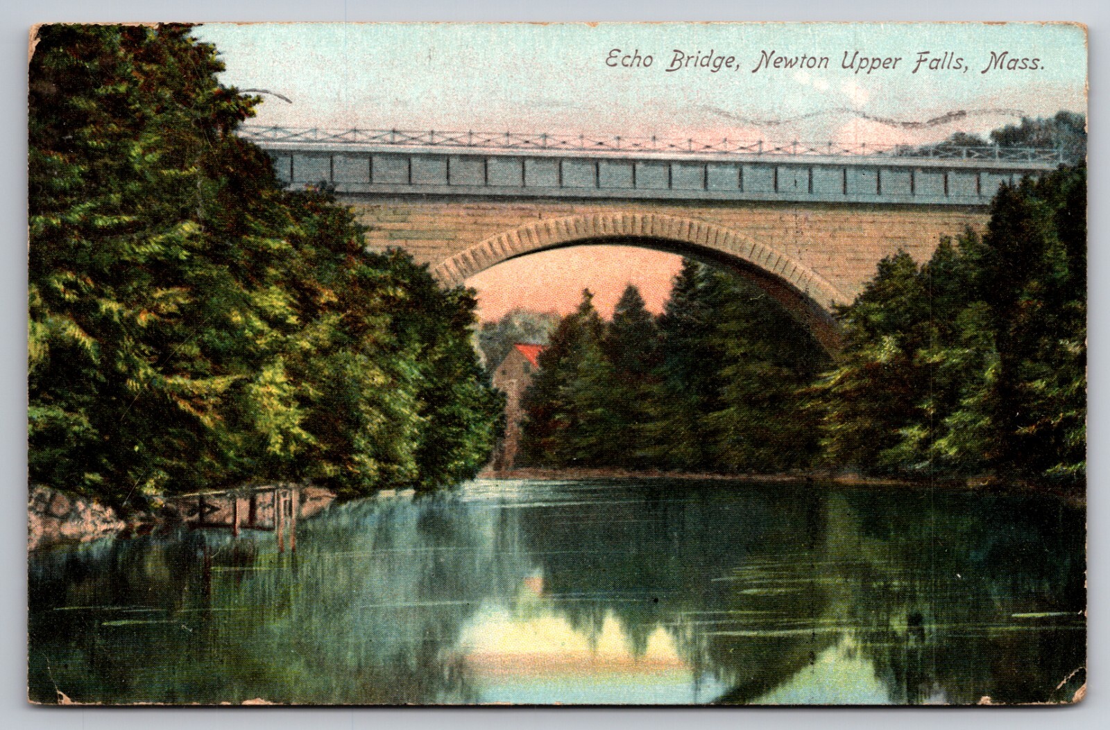 Echo Bridge Newton Upper Falls Massachusetts MA 1908 Postcard