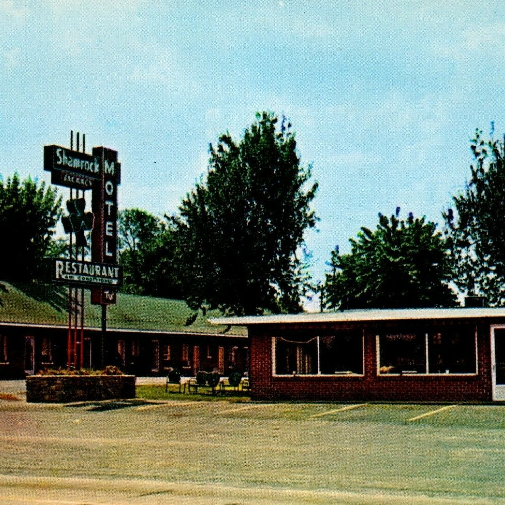 Shamrock Motel & Restaurant South Fayetteville Printed Lithograph Vintage