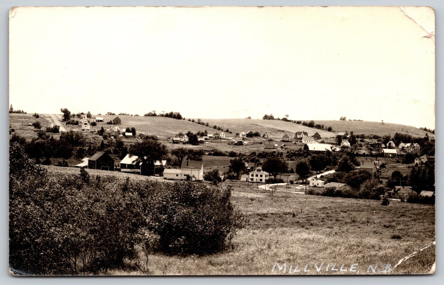 Millville New Brunswick NB RPPC Real Photo Postcard Vintage Town View AA321