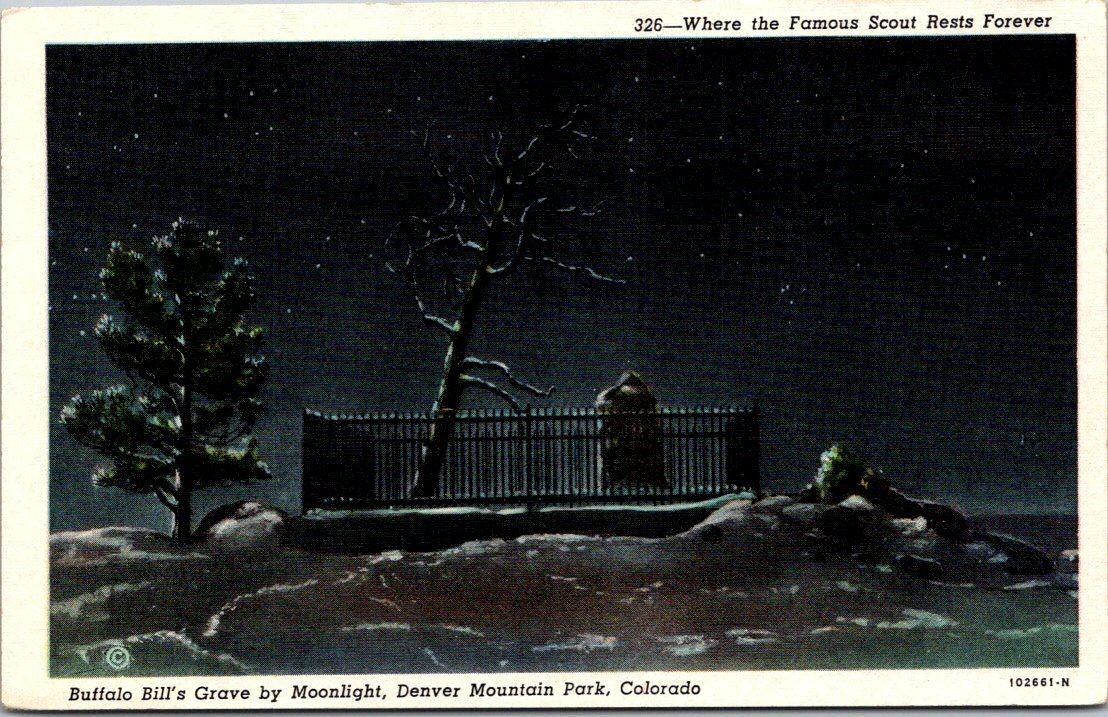 Buffalo Bill Grave Postcard Denver Mountain Park Colorado Sanborn Souvenir B46