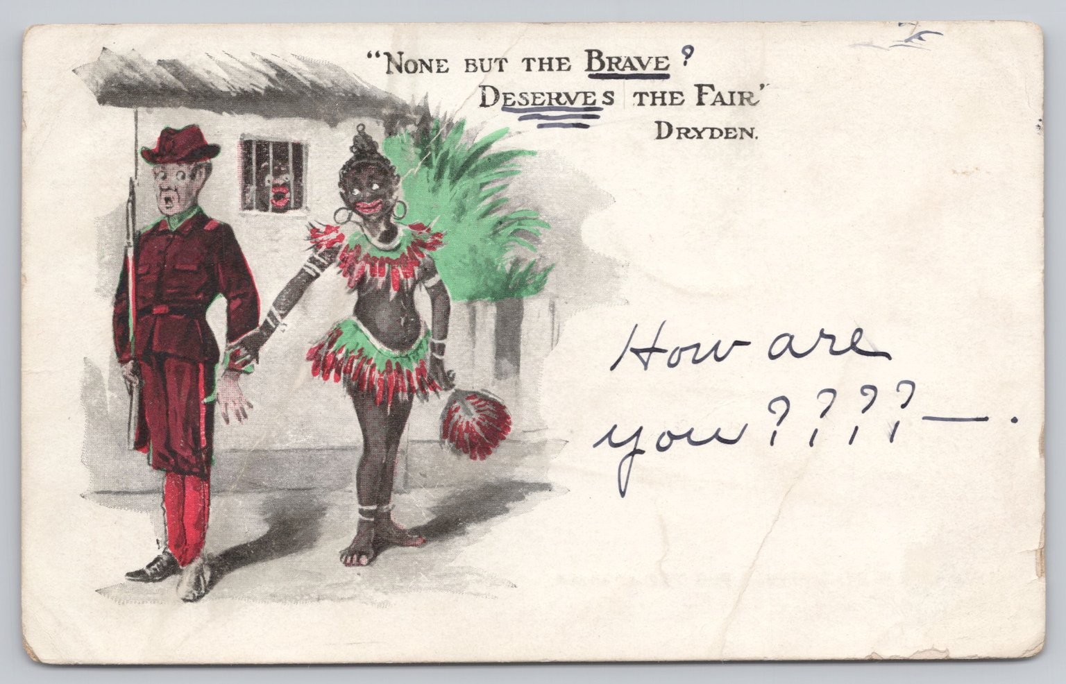 Vintage 1907 J.I. Austen Postcard ‘None But the Brave?’ Comic Humor Romance