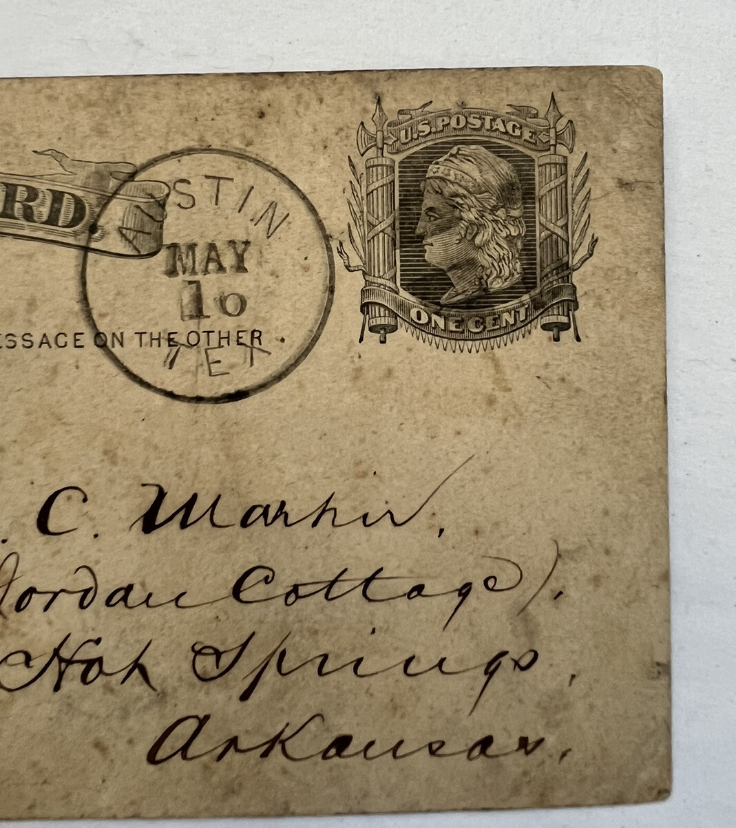 United States Postal Card Postcard Posted 05/16/1878 Antique Historical