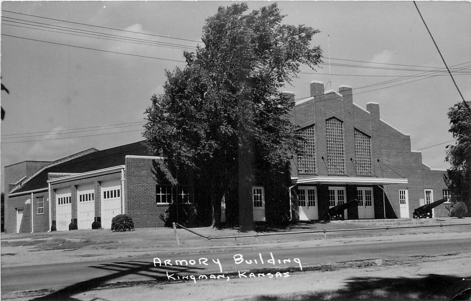 1940s Kingman Kansas Armory Building Postcard RPPC 24-12399