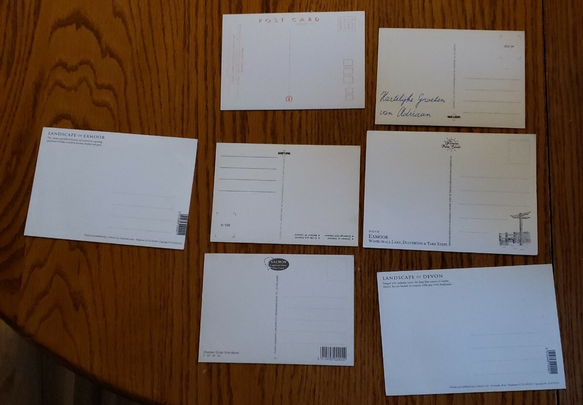 VTG LOT OF 7 ASSORTMENT TRAVEL POSTCARDS, ZEELAND, KYOTO,EXMOOR,NORTH DEVON,KENT