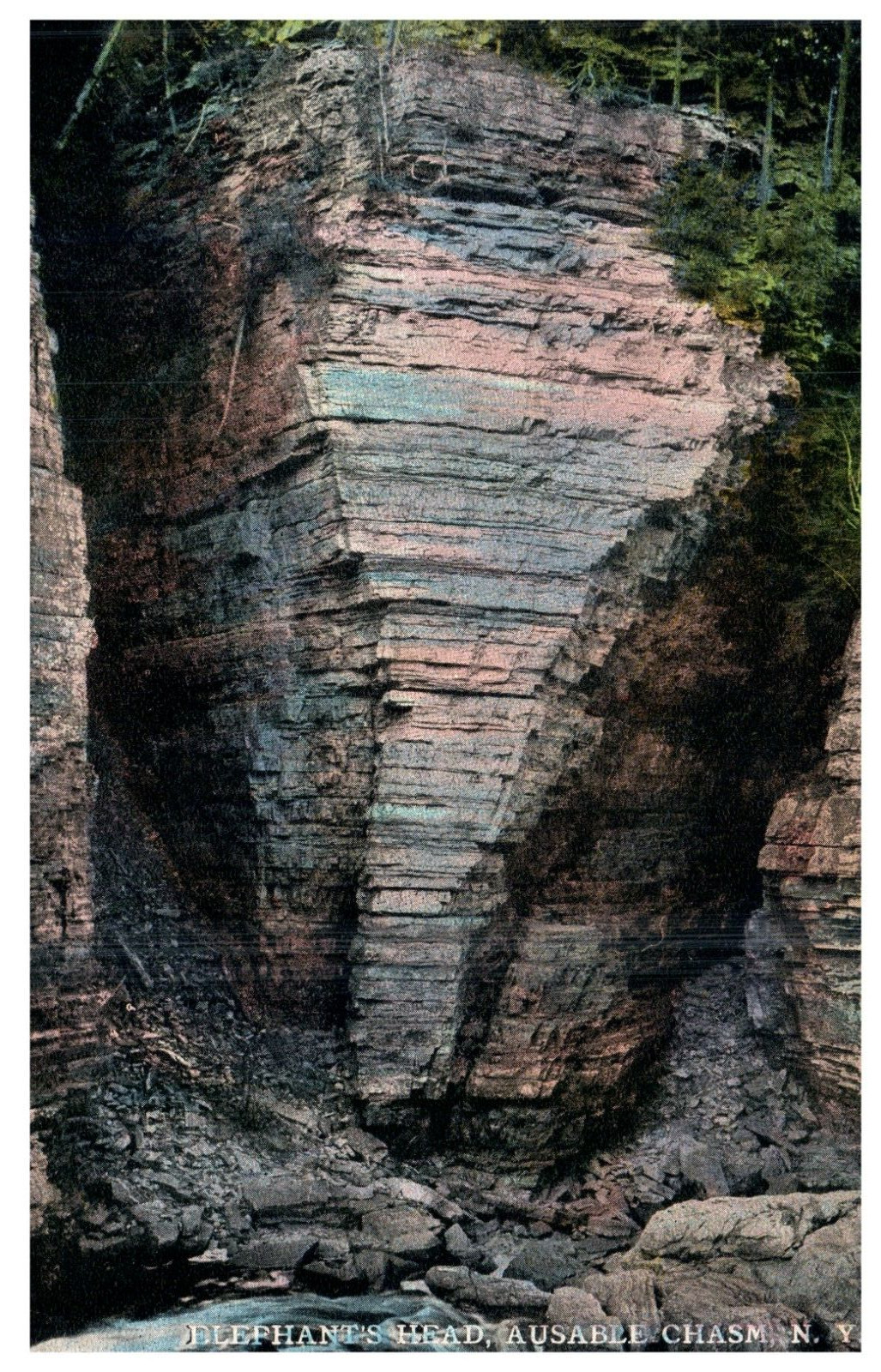 New York Ausable Chasm Elephant’s Head NY Nature c1915 Antique Postcard-Q2-50