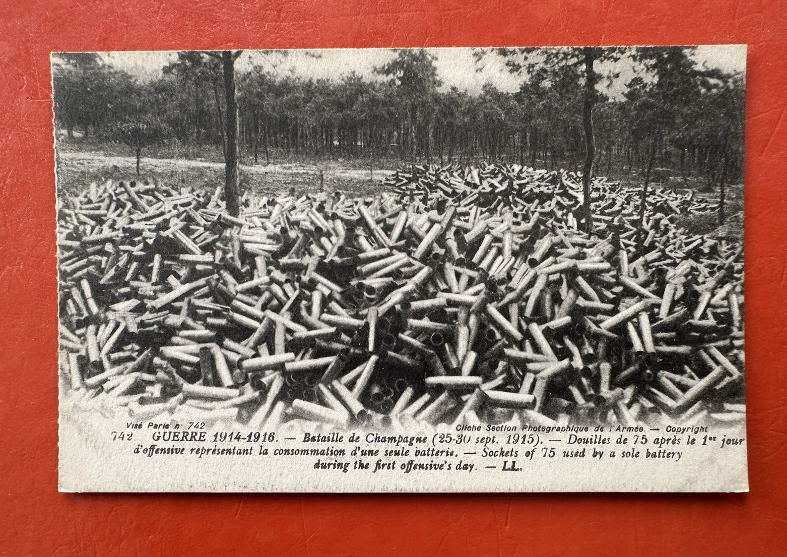 WWI/THE GREAT WAR ~ FRENCH POSTCARD~ 75mm Shells Fired 2nd Battle of Champagne