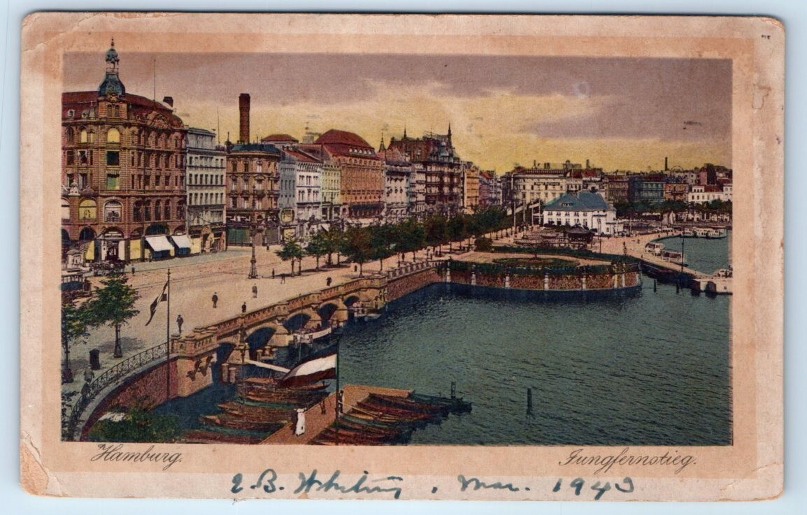 HAMBURG Waterfront view Pier GERMANY 1943 Postcard