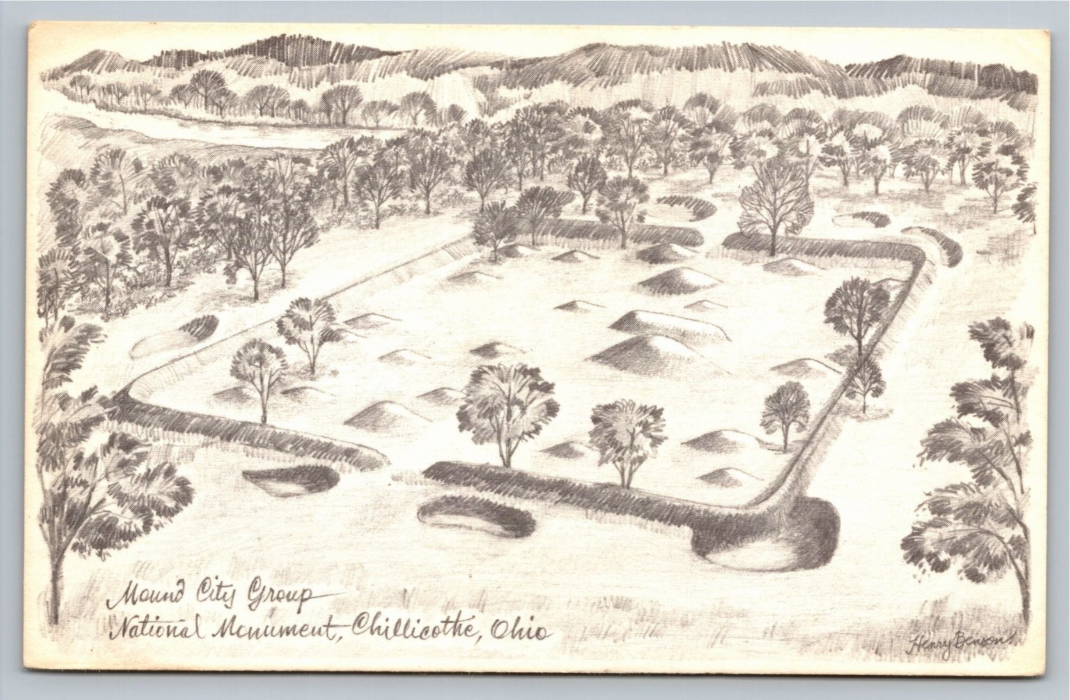 Mound City Group National Monument Chillicothe Ohio Vintage Postcard