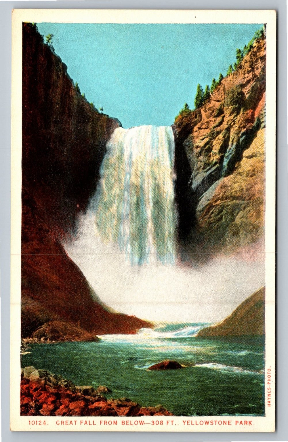 Great Fall Yellowstone Park WY J.E. Haynes Photo Vintage Postcard 308 FT