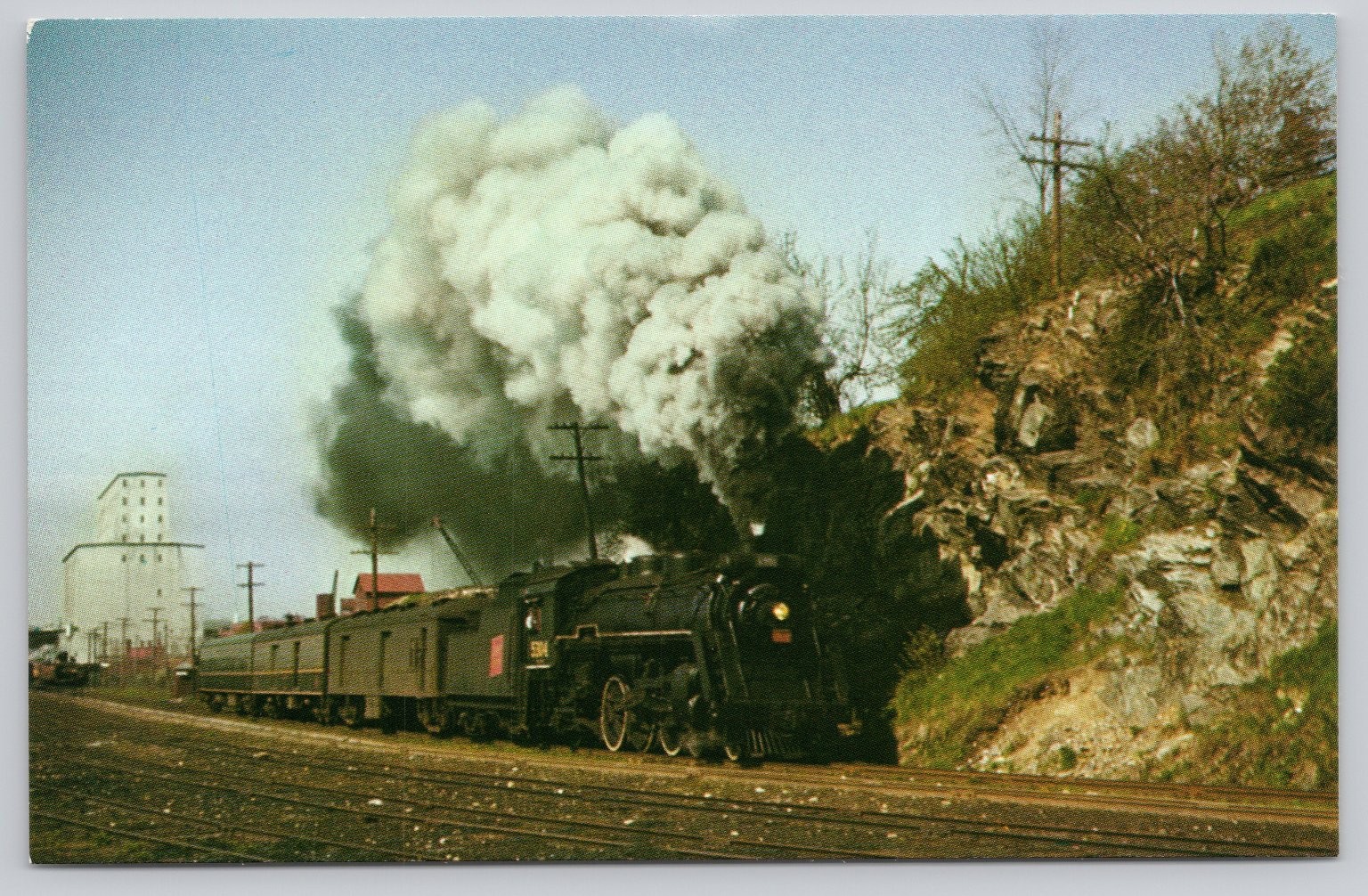 1956 Grand Trunk RR Train 17 Steam Locomotive 5304 Portland ME Postcard Bill