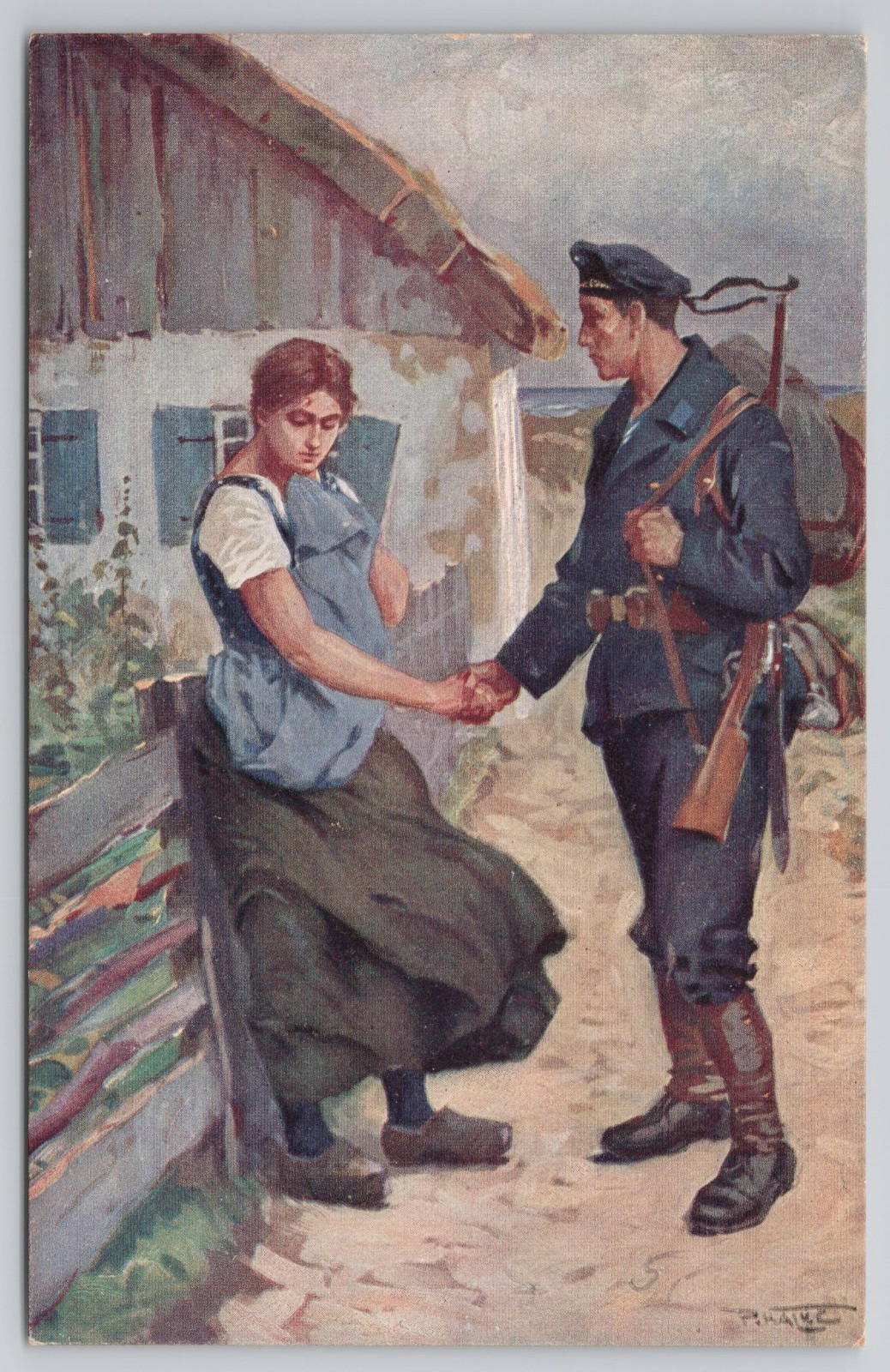 WW1 German Imperial Navy Sailor Farewell Vintage Postcard Abschied Matrosen