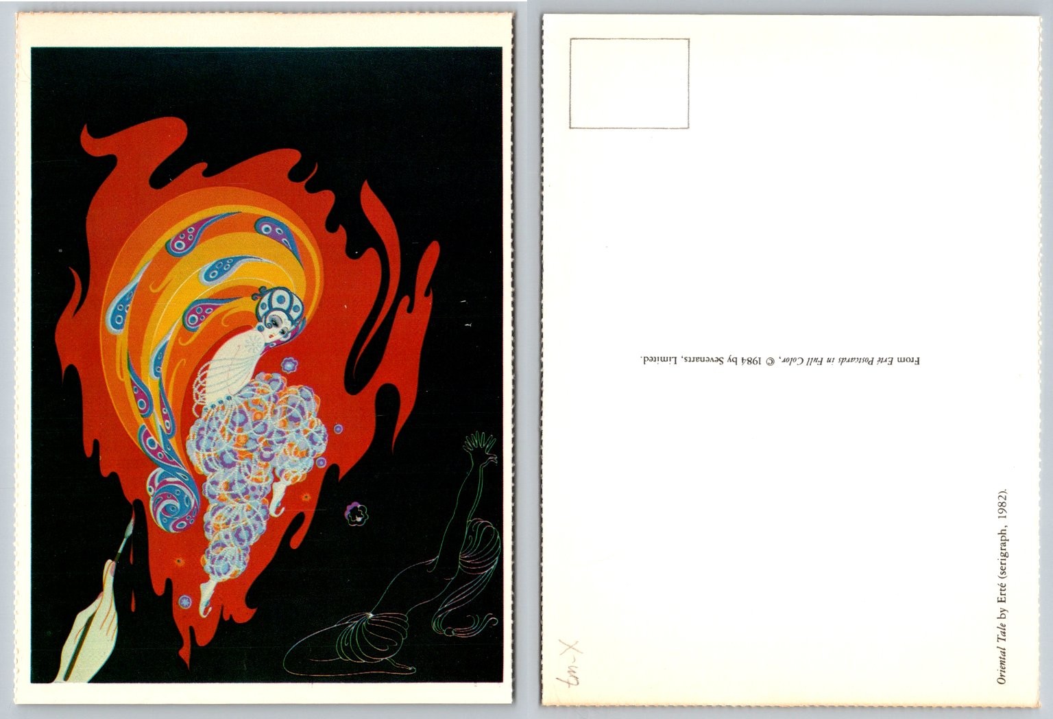 Erté Oriental Tale Art Deco Postcard 1984 Sevenarts Serigraph Fantasy Art