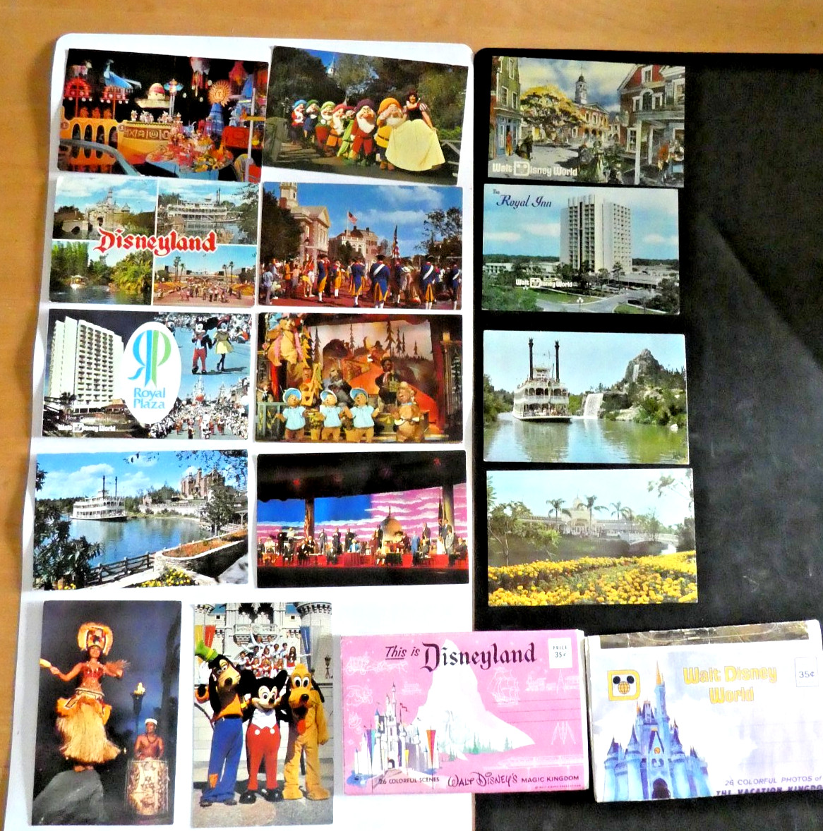 Collection of 14 vintage Walt Disney World Land Postcards plus 2 fold out sets