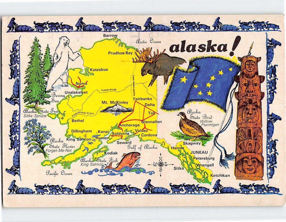 Postcard Name of Places/Landmarks in Alaska USA